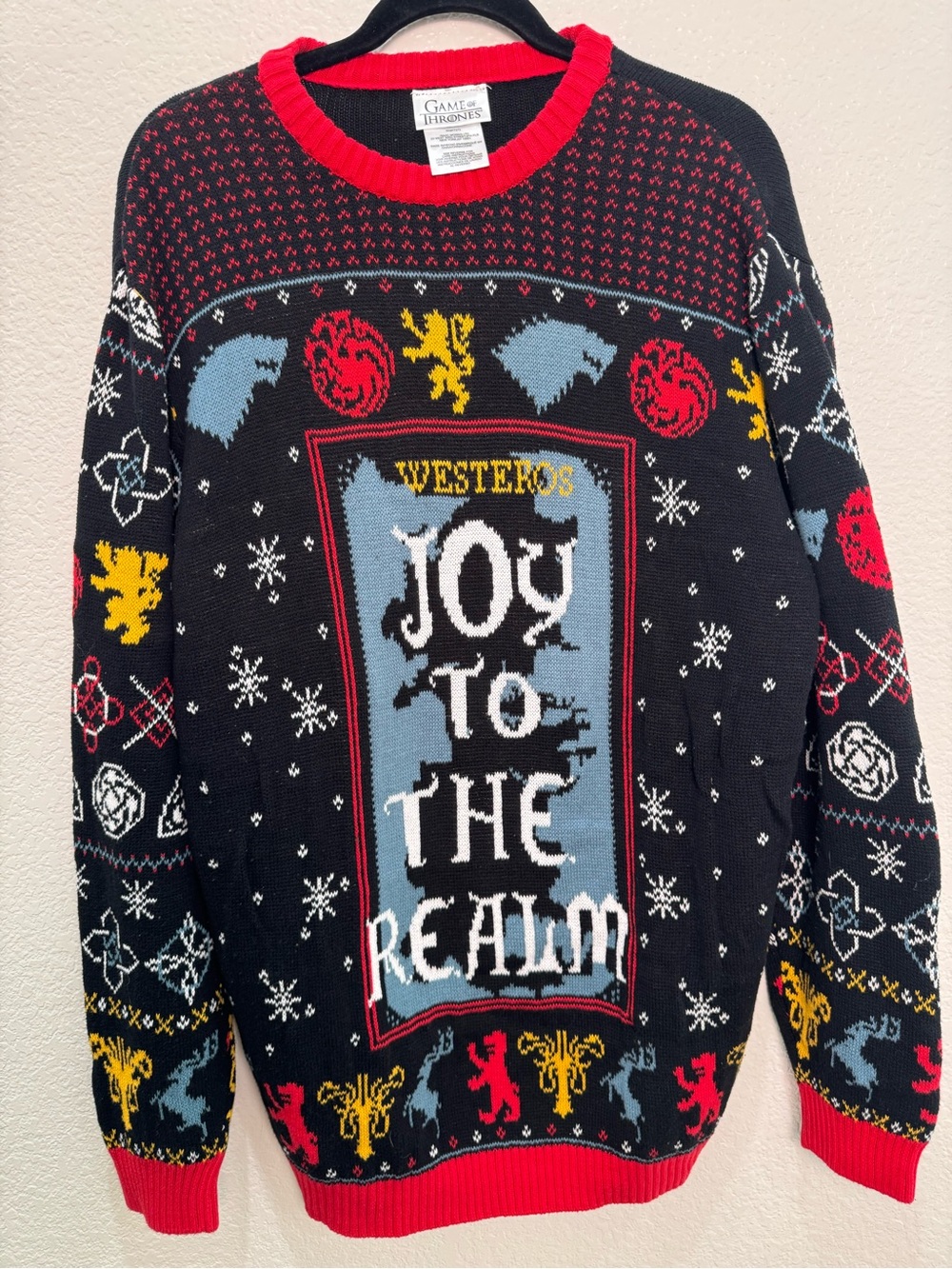 Game of Thrones XXL Ugly Christmas Sweater Westeros Joy to the Realm HBO 2018